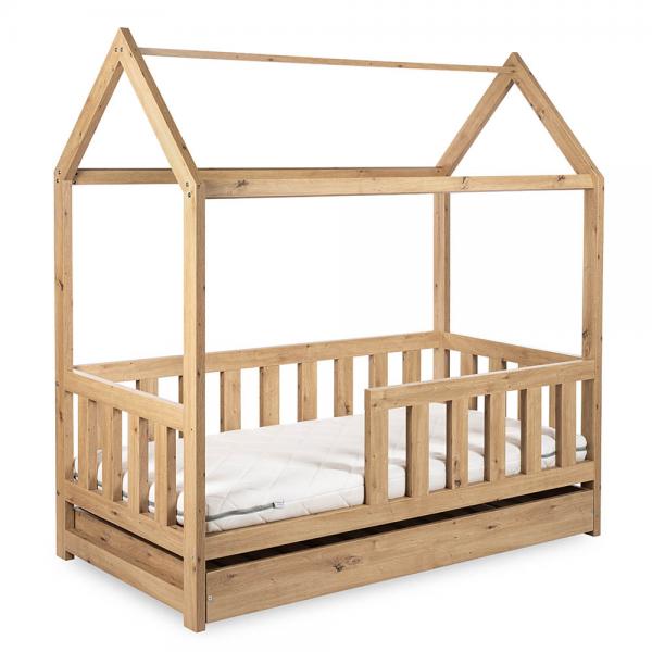Pat tineret casuta Klups Liv Natur 160x80 cu sertar